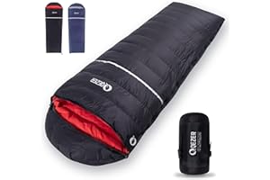 QEZER Down Sleeping Bag for Adults 600 Fill Power Down Sleeping Bag Cold Weather Ultralight Sleeping Bag with Compression Sack for Backpacking, Camping, Hiking