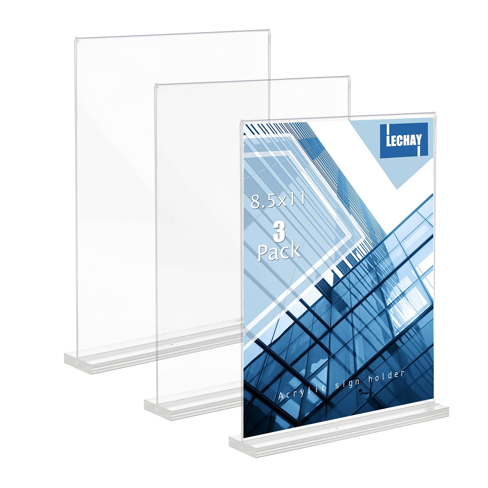 Photo 1 of 3 Pack Acrylic Sign Holder, 8.5 x 11 inches Clear Table Menu Desktop Display Stand Paper Holder Suitable for Restaurants, Office, Home, Store