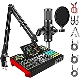 Podcast Equipment Bundle with live sound card — Includes G10 Audio Mixer, 3.5mm Condenser Microphone, perfect for PC and Smar