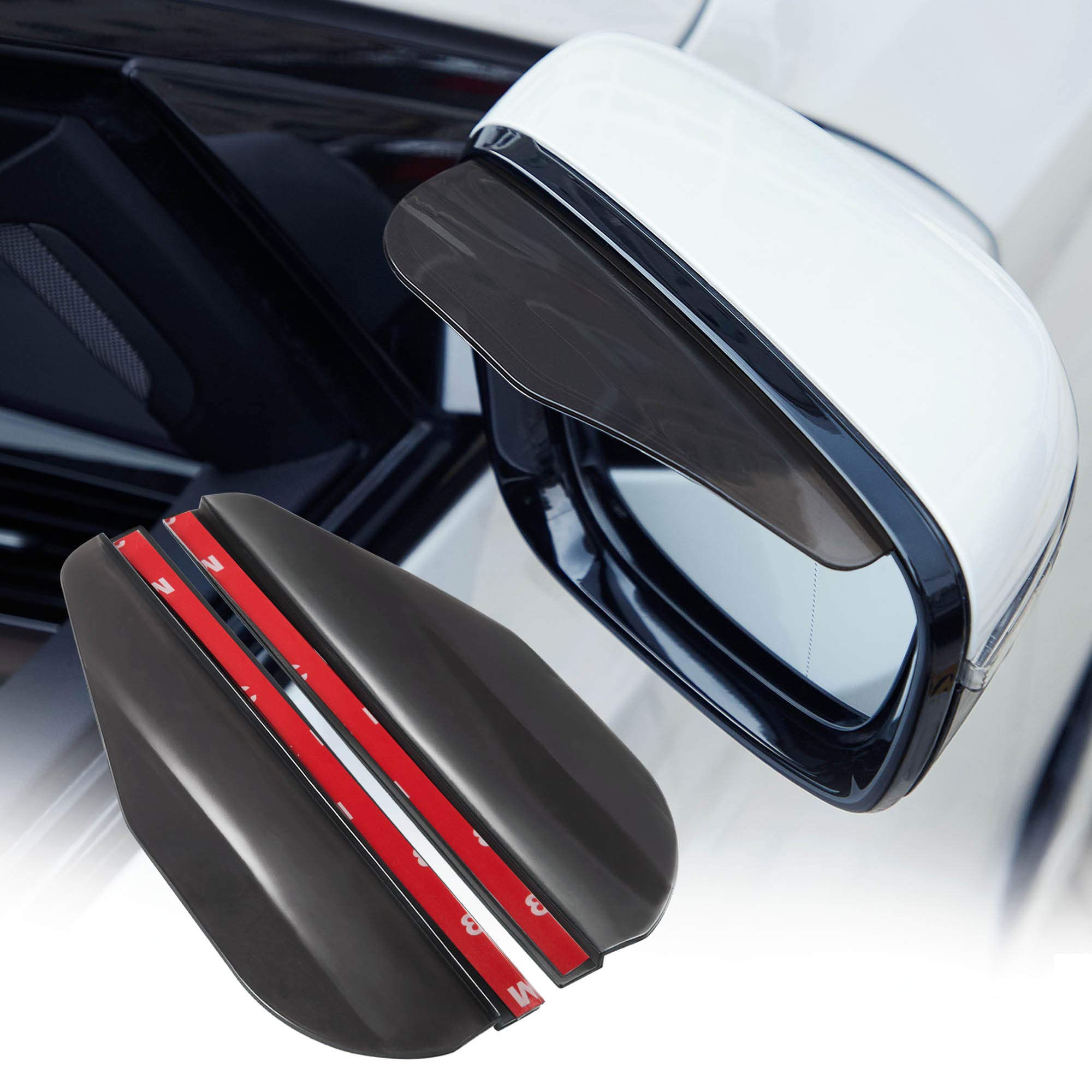 TOMALL 2Pcs Rear View Mirror Rain Visor Smoke Guard Universal Black Thicken Rear View Side Mirror Rain Eyebrow for Cars SUV Truck Rear View Mirror Cover Accessories (Black)