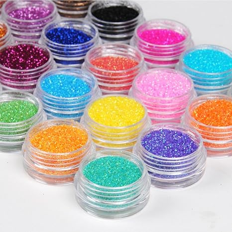 Glitzer Glitzerpulver Glitzer-Staub Glitter für Glitzer Tattoo´s Set 24 Farben