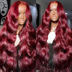 22Inch 99J Body Wave Lace Front Wigs Human Hair Pre
