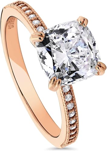 Berricle Rose Gold Plated Sterling Silver Cushion Cut Cubic