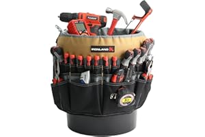 IRONLAND Bucket Tool Organizer Fit 3.5-5 Gallon Bucket, 51 Pockets, Bucket Tool Caddy Organization for Garden, Construction, Carpenter, Electrician, Builder Kah & Black