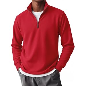 COOFANDY Mens Quarter Zip Pullover Fleece-Lined Mock Neck Sweatshirt Casual | Adjustable 1/4 Zip, Mock Neck, Long Sleeve, Sol