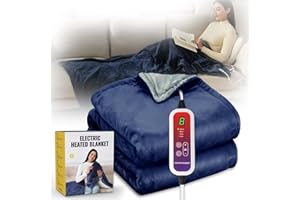 MEFINE Electric Blanket Throw Soft Heated Throw, 40x70 inch Small Heated Lap Blanket with Auto Shut-Off for Office and Couch, 6 Heating Levels, Washable