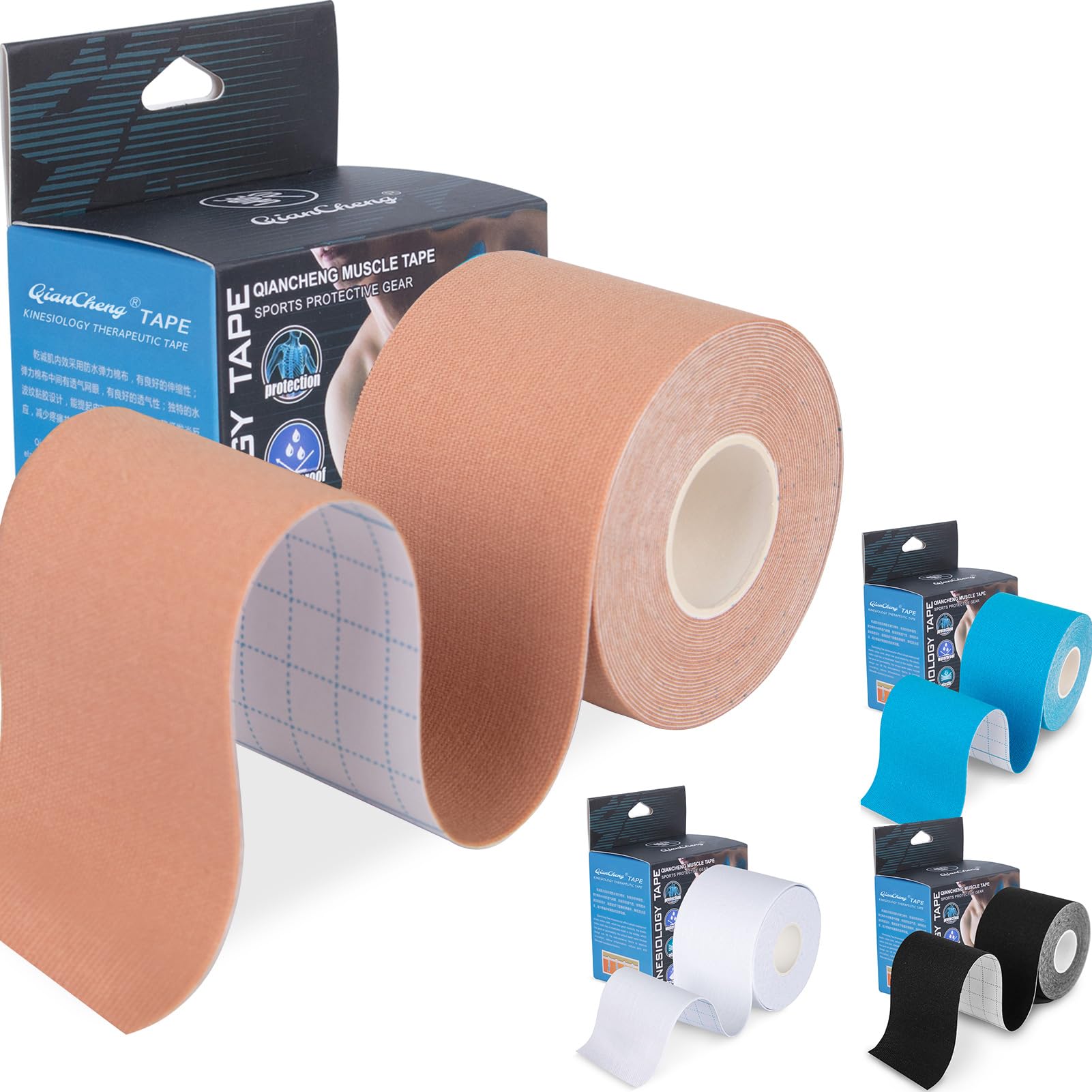 Kinesiology Tape for Sports Athletes - 16 FT Waterproof Athletic Tape for The Knee, Elbow and Shoulder Muscles, etc. (1 Roll Beige,5 cm)