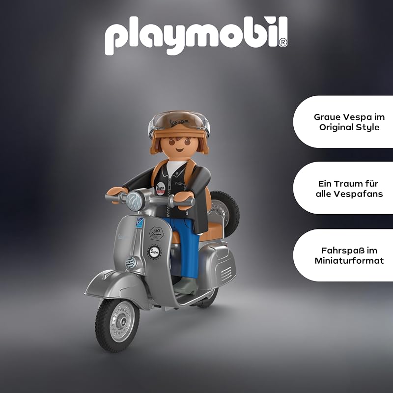| Vespa | Vespa 80th Anniversary: Original Style | Jubiläums-Edition in silbernem Retro-Design mit Figur, Helm & Stickerbogen | Für Kinder ab 4 Jahren | 72282 — Foto 3 von 7