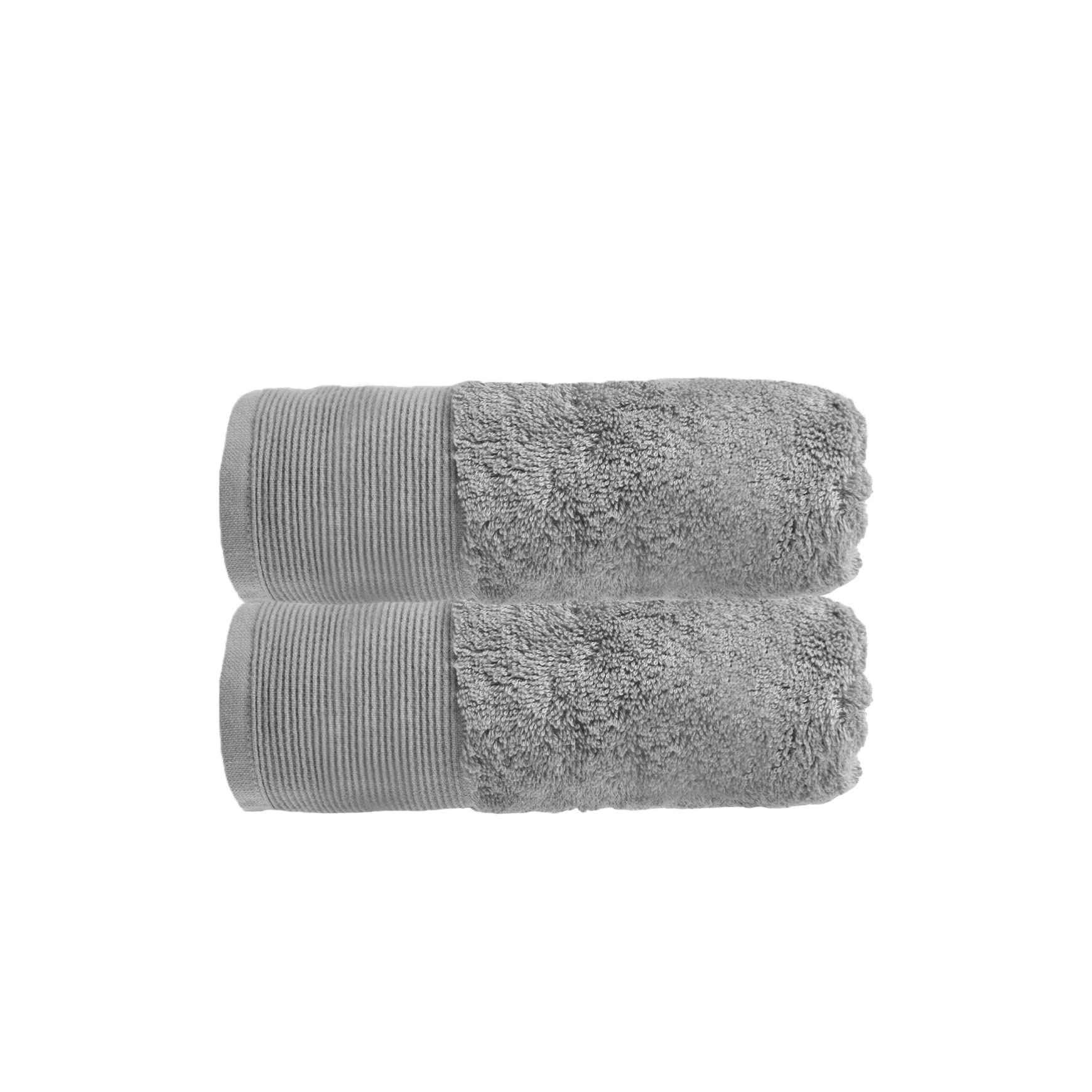 Allure Pack of 2 Bamboo Hand Towels 50 x 90cm – Luxury Super Soft Hypo-Allergenic Plush 550GSM Pair of Hand Towels (Silver Grey)