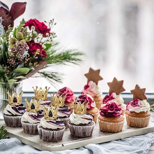 Gold Mini Crown Cake Decorations 12 Pieces Crown Cake Topper Mini Baby ...