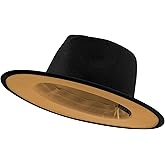 jingsha Fedora Hats for Men & Women Wide Brim Fedora Felt Panama Hat Men's Dress Hats with Belt Buckle