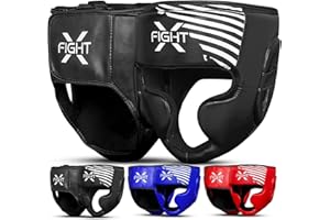 FightX Boxing Headgear for Men & Women, Synthetic Leather MMA Training Equipment, Muay Thai, Kickboxing and UFC Sparring Headgear for Youth