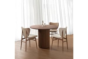SIMTONAL Round Wood Dining Table Modern Pedestal Kitchen Table Walnut, 35''L x 35''W x 29.9''H(Only Table)