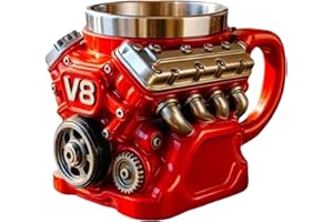 3D V8 Engine Coffee Mug Mechanical Style Retro Ideal for Car Enthusiasts Engineers Mechanics Lovers