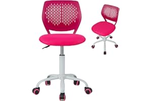 MEDIMALL Kids Desk Chair, Blue Ergonomic Kids Office Chair Ages8-12 w/Lumbar Support, Low-Back Teen Desk Chair for Girls Boys, Small Cute Kids Computer Chair for Bedroom/Study/Vanity Desk (Rose Red)