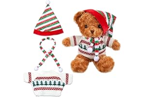 Shyyween Set of 3 Christmas Bear Clothes Christmas Tree Sweater Hat Scarf Fits 12-16 Inch Bear Stuffed Animal, Stuffed Animal is Not Included(Cute Style)