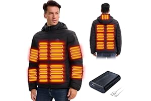 Heated Jackets for Men with Battery Pack, 15 Heating Zones Electric Heated Hoodie, Heating Coat for Winter Outdoor