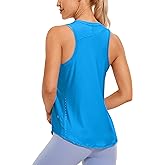CRZ YOGA Lightweight Workout Tank Tops for Women - Athletic Running Sleeveless Shirts Racerback High Neck T-Shirt