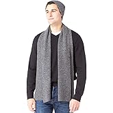 Fishers Finery Men's 100% Cashmere Ribbed Knit Hat and Scarf Set; Gift Box