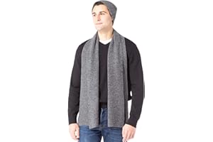 Fishers Finery Men's 100% Cashmere Ribbed Knit Hat and Scarf Set; Gift Box
