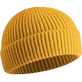 vidsel Wool Knit Cuff Short Fisherman Beanie for Men Women, Winter Warm Hat | Classic Unisex Swag Wool Beanies, Trawler Soft Fall Winter Skull Caps, Thick Stylish Daily Cuffed Ski Stocking Cap