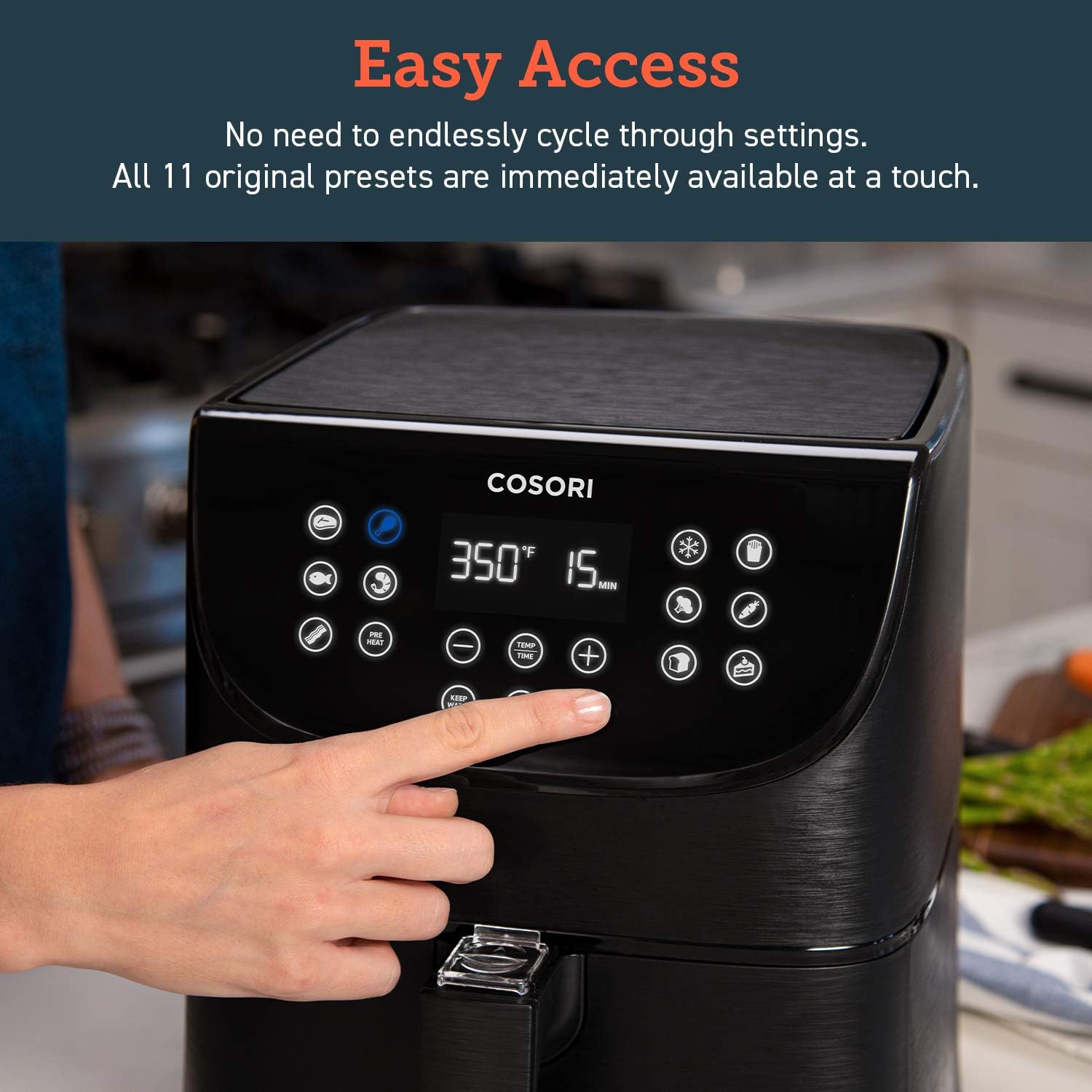 COSORI Air Fryer (100 Free Recipes Book) 1500W Electric Hot Oven Oilless Cooker, 11 Presets, Preheat & Shake Reminder, LED Touch Digital Screen, Nonstick Basket, 3.7QT, Black: Kitchen & Dining