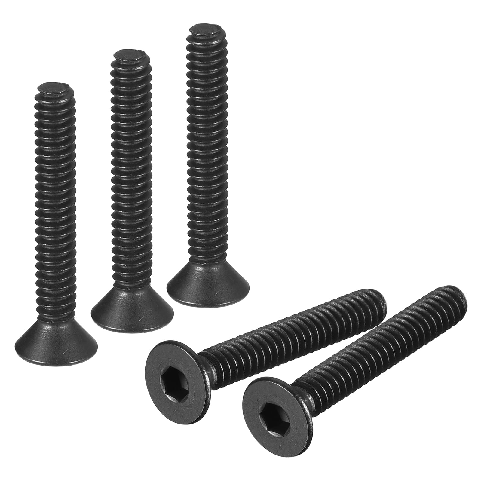 uxcell #4-40x3/4" Flat Head Socket Cap Screws, 10.9 Grade Carbon Steel Hex Socket Countersunk Flat Head Screw Bolts Machine Screws Fasteners, Fully Threaded, Black Oxide, 10Pcs