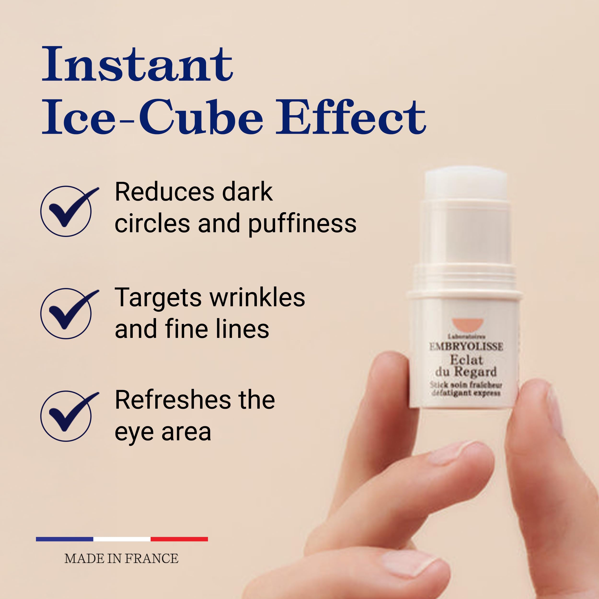 Embryolisse Radiant Eye Stick for Dark Circles & Puffiness, Cooling Under Eye Makeup Primer with Aloe Vera, Vegan, Fragrance-Free, 0.15 Fl Oz