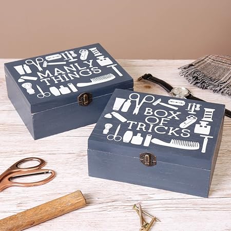Juego de 2 cajas de almacenamiento, del hombres Manly Cosas, Caja de trucos. Gran Idea de
