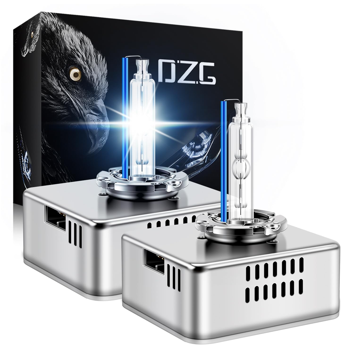 Photo 1 of DZG D5S HID Headlight Bulbs for 2016 2017 2018 Chevy Silverado 1500 WT LS LT 2015-2018 GMC Sierra 1500 2500 3500 HD, 8000K Cool White 35W Metal Base Xenon Replacement High Low Beam Bulb, Pack of 2