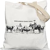 YeiHe Vintage Western Cowboy Tote Bag, Funny Country Rodeo Cowboy Canvas Tote Bags, Western Gifts for Women, Humorous Southwestern Reusable Grocery Shopping Bags