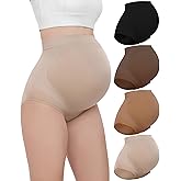 Boguish Women's Maternity Underwear High Waist Pregnancy Soft Seamless Shapewear Panties Over Bump Support 4-Pack