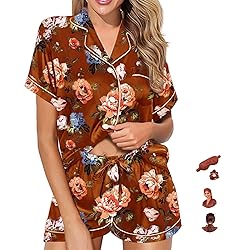 WJing Yi Jia Womens Pajama Sets XS-4XL Silk Satin