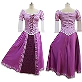 FLOWERBB Women Long Hair Purple Princess Printing Cosplay Costume Adult Fancy Dress