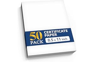 50 Certificate Paper 8.5 x 11 for Printing - Blank Certificate Papers for Award Certificates & Diploma Paper - Premium White 