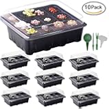 10 Set Seed Trays Garden Plant Seedling Starter Germination with Drain Holes Efficiently Transfers Heat Promotes Root Growth with Labels Hand Tool Kit (10 Trays, 12-Cells Per Tray) Holiday Gift Ideas