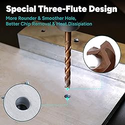 Bestwork 1/4" Three Flute Cobalt Drill Bit Set, M35