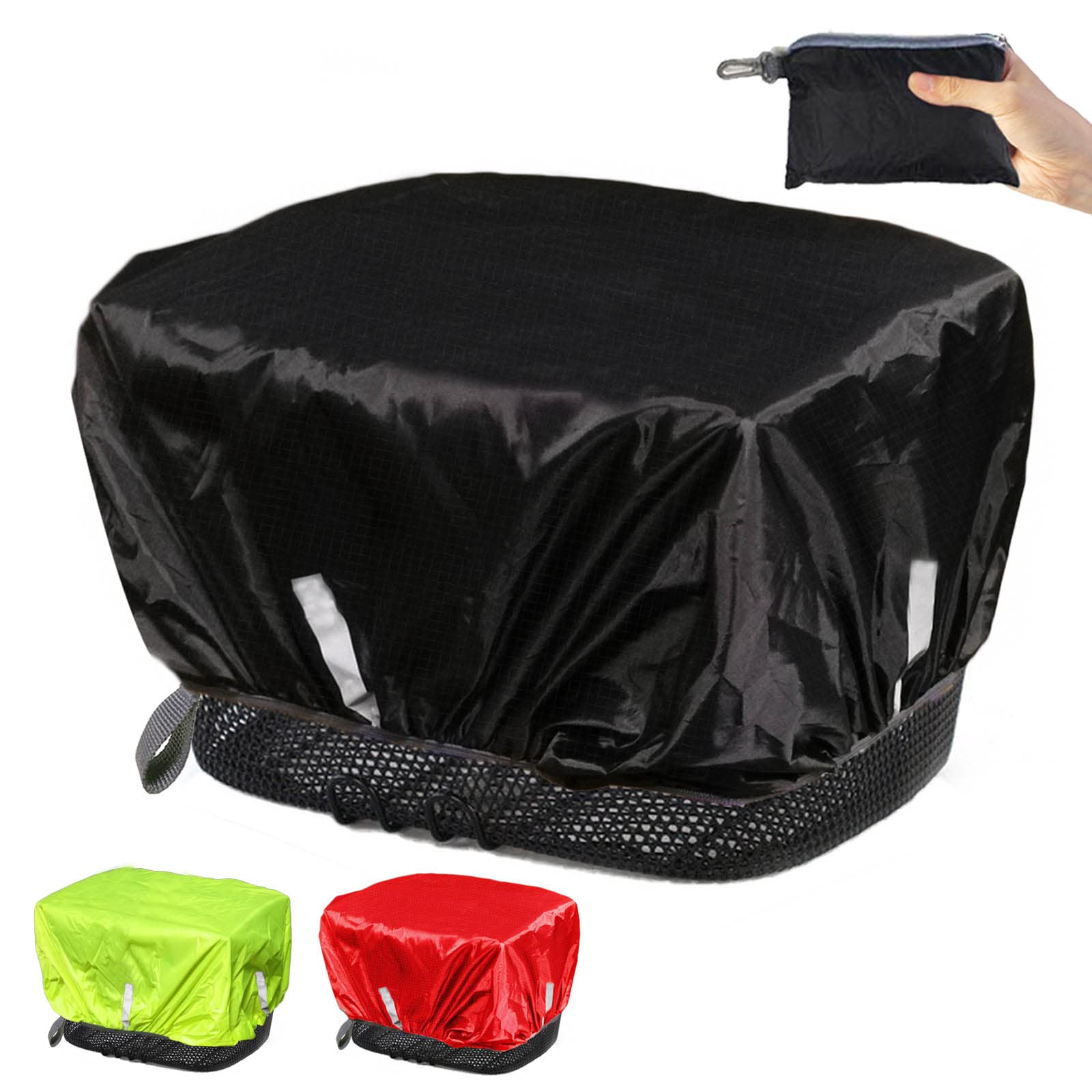 Frelaxy Rain Cover for Bicycle Basket, Waterproof Basket Cover, Rain Cover, Rain Cape, Rain Hub with Reflective Strips