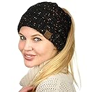 C.C BeanieTail Soft Stretch Cable Knit Messy High Bun Ponytail Beanie Hat