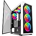 Apevia G-PRO-WH Genesis Pro Mid Tower Gaming Case with 2 x Tempered Glass Panel, Top USB3.0/USB2.0/Audio Ports, 6 x RGB Fans, White Frame