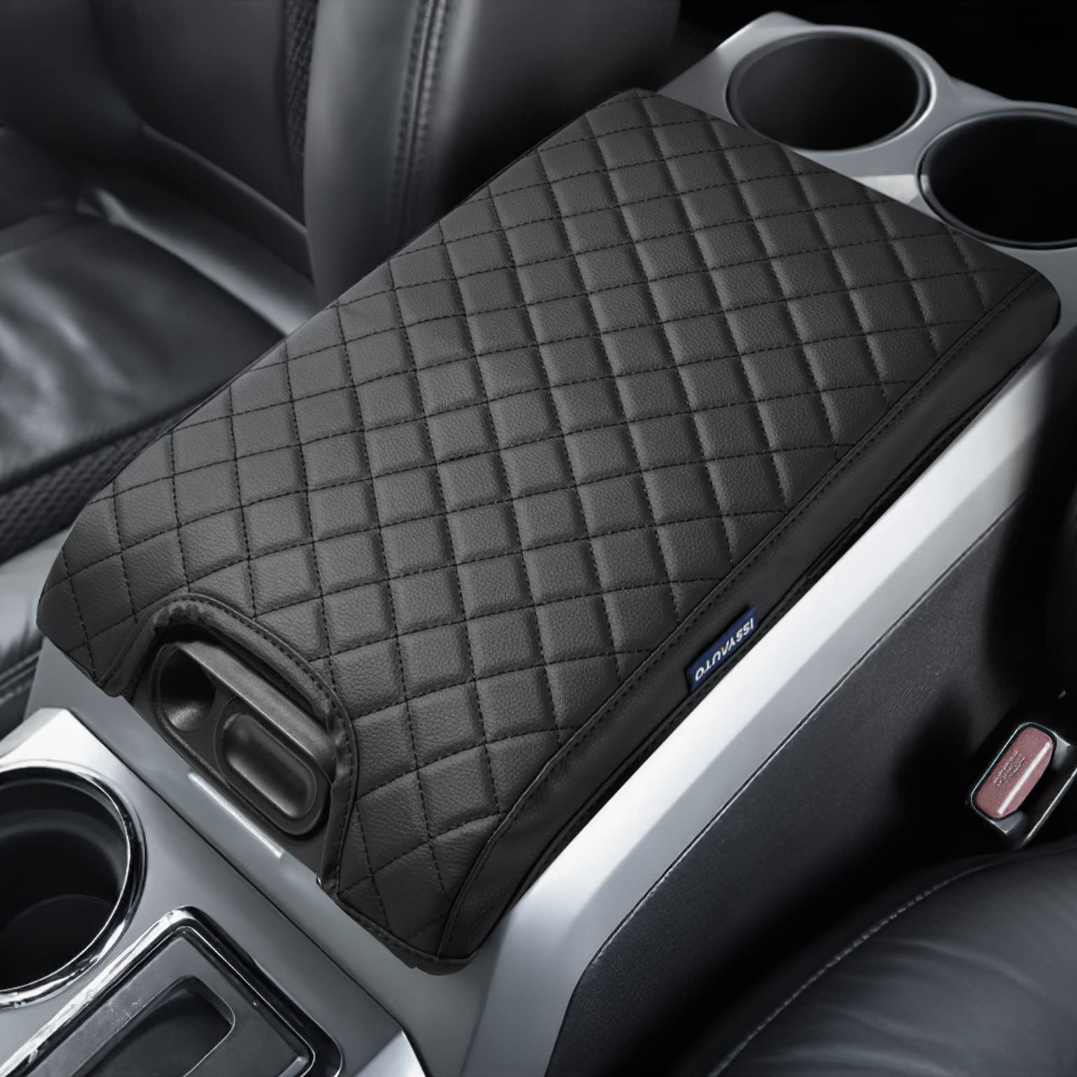 Photo 1 of ISSYAUTO Center Console Cover Armrest lid Cover Compatible with 2009-2014 F150, Leather Arm Rest Covering for Car, Well-Make Durable Middle Console Cover Armrest Box Protective Cover
