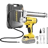 TOKKOT Cordless Electric Grease Gun Compatible with DeWalt 20V/18V Battery | 12000 PSI Heavy Duty, 6 oz/min High Flow, Variable Speed, LED Light, 14 oz Capacity, 6 Grease Couplers, 19" Hose, Tool Only