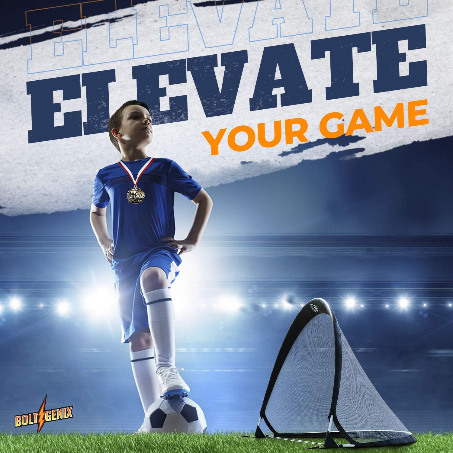 Bolt Genix Small Portable Soccer Goals - Pop Up Goals Set of 2 | Made for Toddlers, Teenagers and Pros | Works on Concrete, Carpet, Grass, Sand, and Turf | All Weather Durability - Easily Pack and Store : Sports & Outdoors