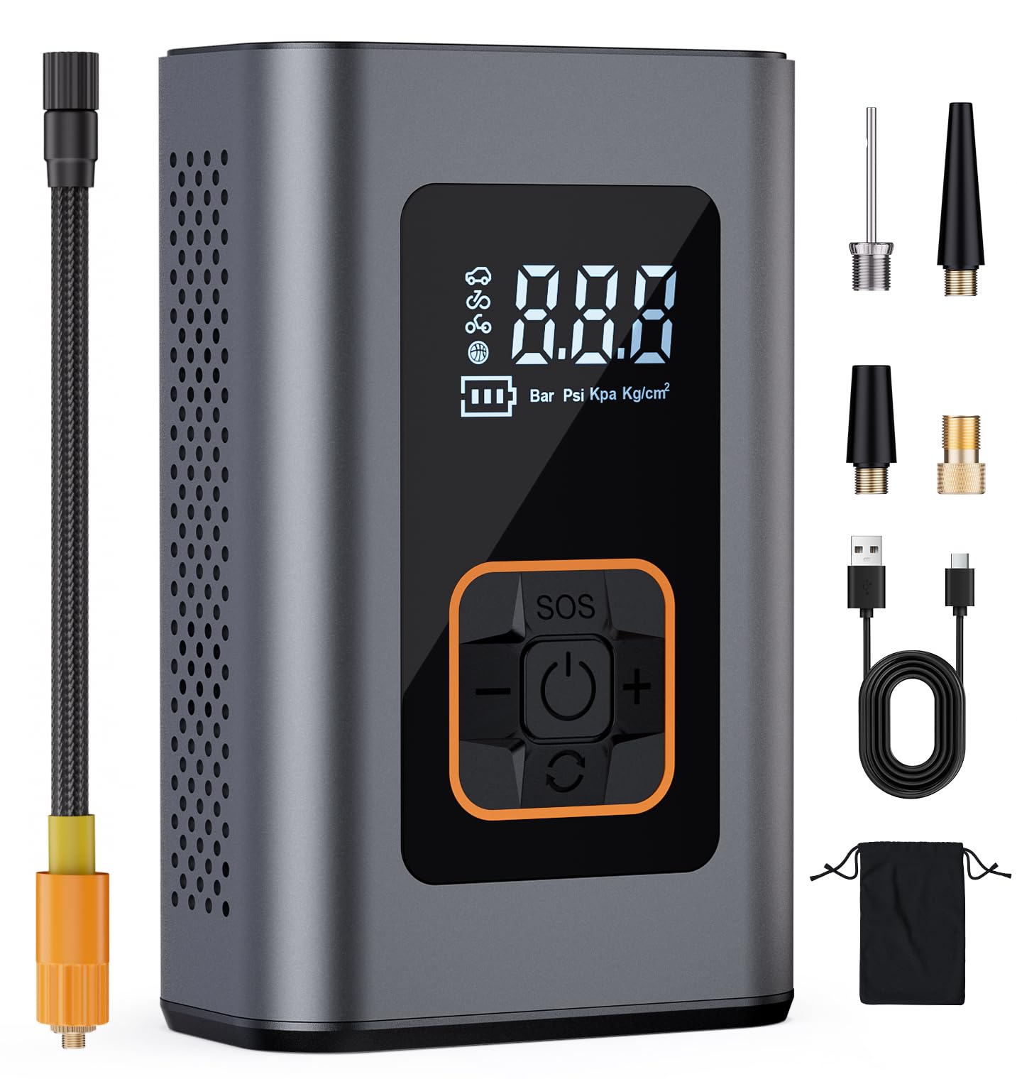 Photo 1 of ** MISSING ACCESSORIES** CKWUE Tire Inflator Portable Air Compressor, 6X Faster Small Air Tire Pump for Car Tires, 180PSI Smart Cordless Air Compressor with Digital Pressure Gauge, Motorcycle, Bike & Ball (Sliver)