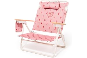 Business & Pleasure Co. Margaritaville Manana Backpack Beach Chair Lay Flat Reclining, Lightweight & Portable, Insulated Cooler Pocket, Strawberry Daiquiri Marg