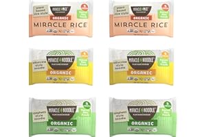 Miracle Noodle Organic Shirataki Konjac Pasta Rice Variety Pack, Spaghetti, Fettuccine, Rice, Low Carbs, Low Calorie, Gluten Free, Soy Free, Keto Friendly, 7 oz (Pack of 6) (Packaging May Vary), ASINPPOSPRME36941