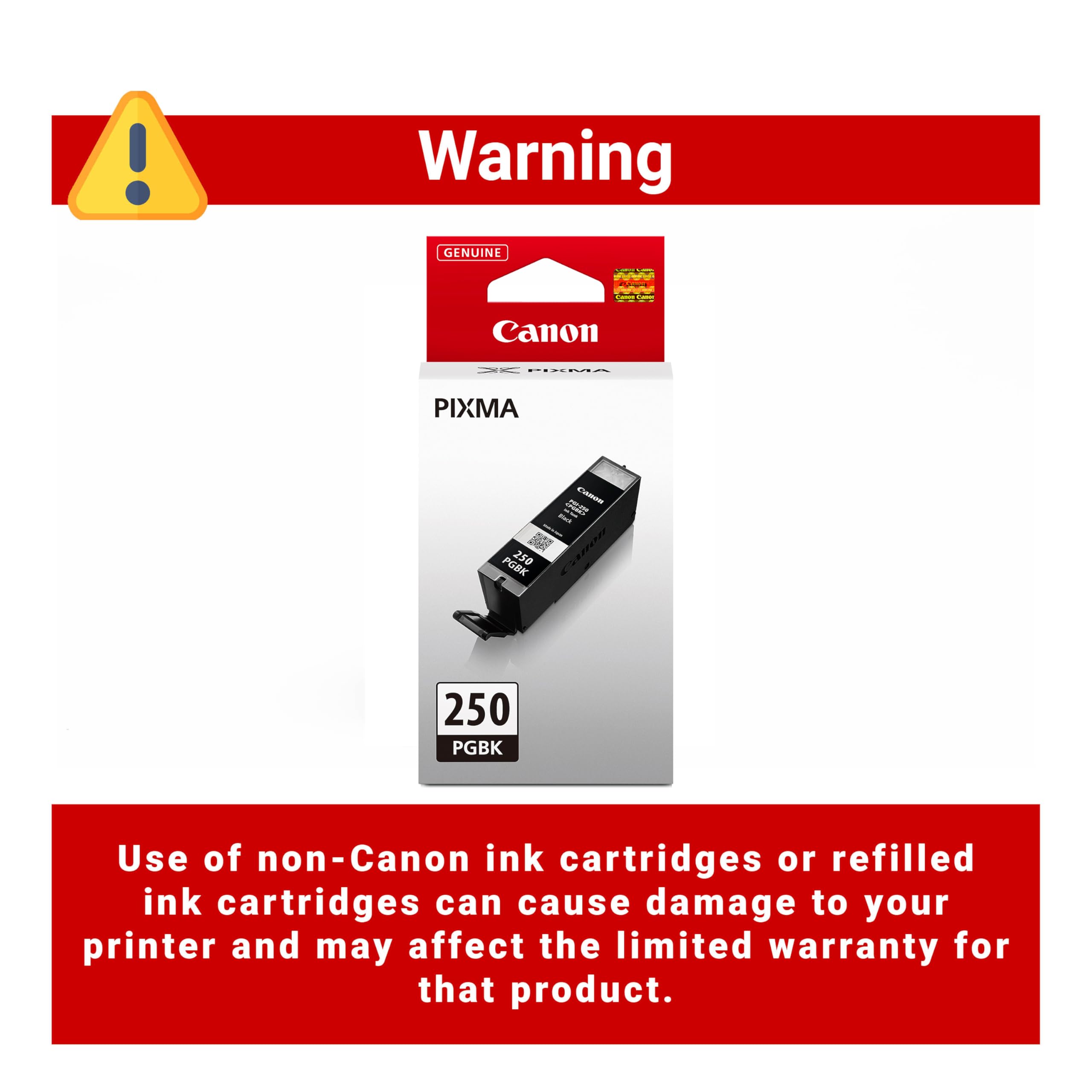 Canon PGI-250 Genuine Pigment Black Ink Tank, Compatible with MG6320, IP7220 & MG5420, MX922, MG5520, MG6420, MG7120, iX6820, iP8720, MG7520, MG6620, and MG5620 Printers