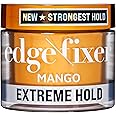 KISS COLORS & CARE Extreme Hold Edge Fixer Hair Gel, 24 Hour Maximum Hold, Ultimate Styling Control, No Flake Formula, For Coarser, Coily Hair, 3.38 oz (100 mL) - Mango Fragrance