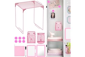 BCUEIDO Locker Organizer, Back to School Essentials Locker Accessories for Girls, Locker Set Include Locker Shelf, Locker Mirror, Whiteboard, Dry Erase Markers Holder and More (Pink)