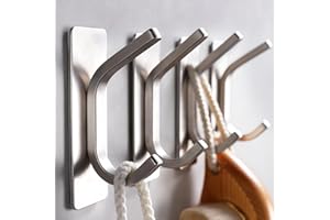 Taozun Towel Hook - Self Adhesive Hooks Bathroom Hooks Stainless Steel Robe Coat Hook 4-Packs